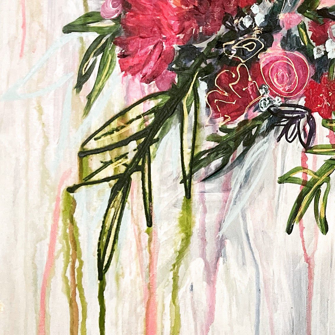 Dripping Floral Bouquet Mounted Print