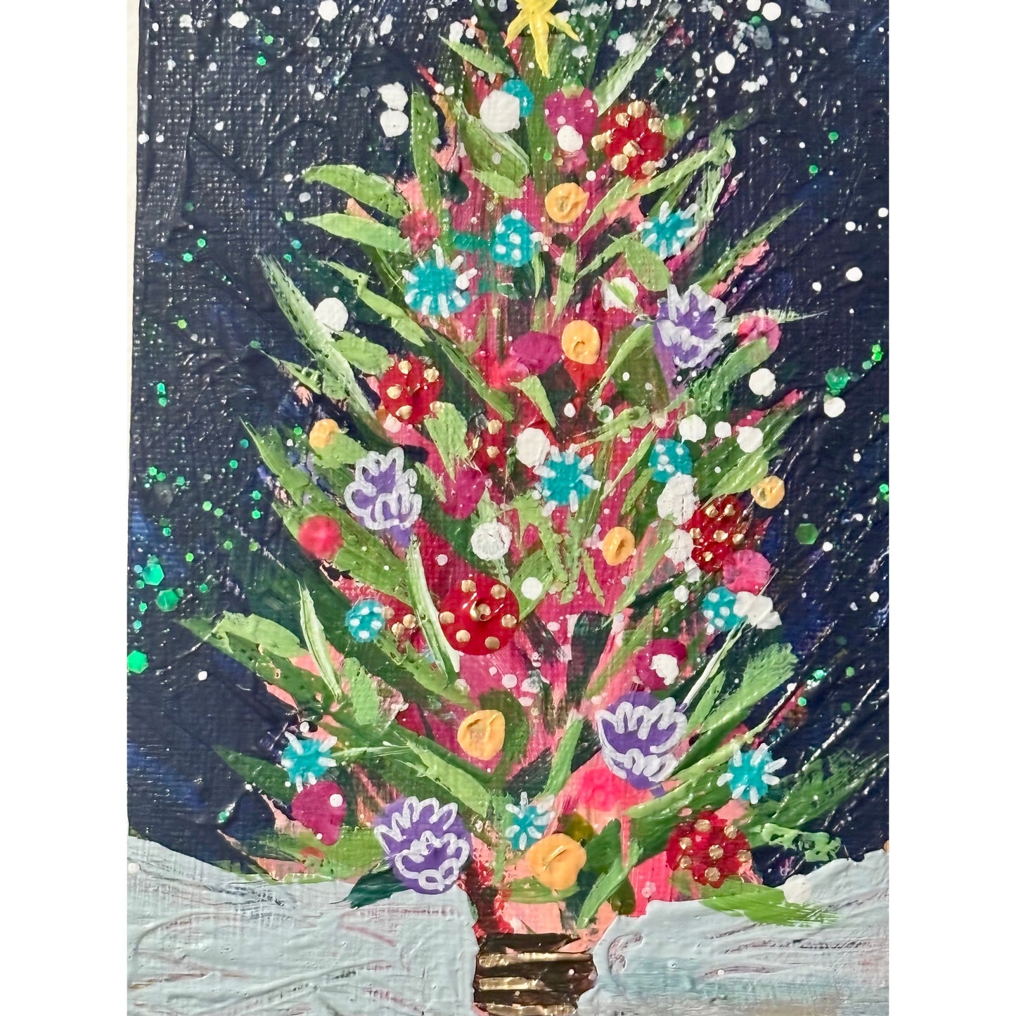 Midnight Blue, Whimsical Wonderland Hand-Painted Christmas Ornament