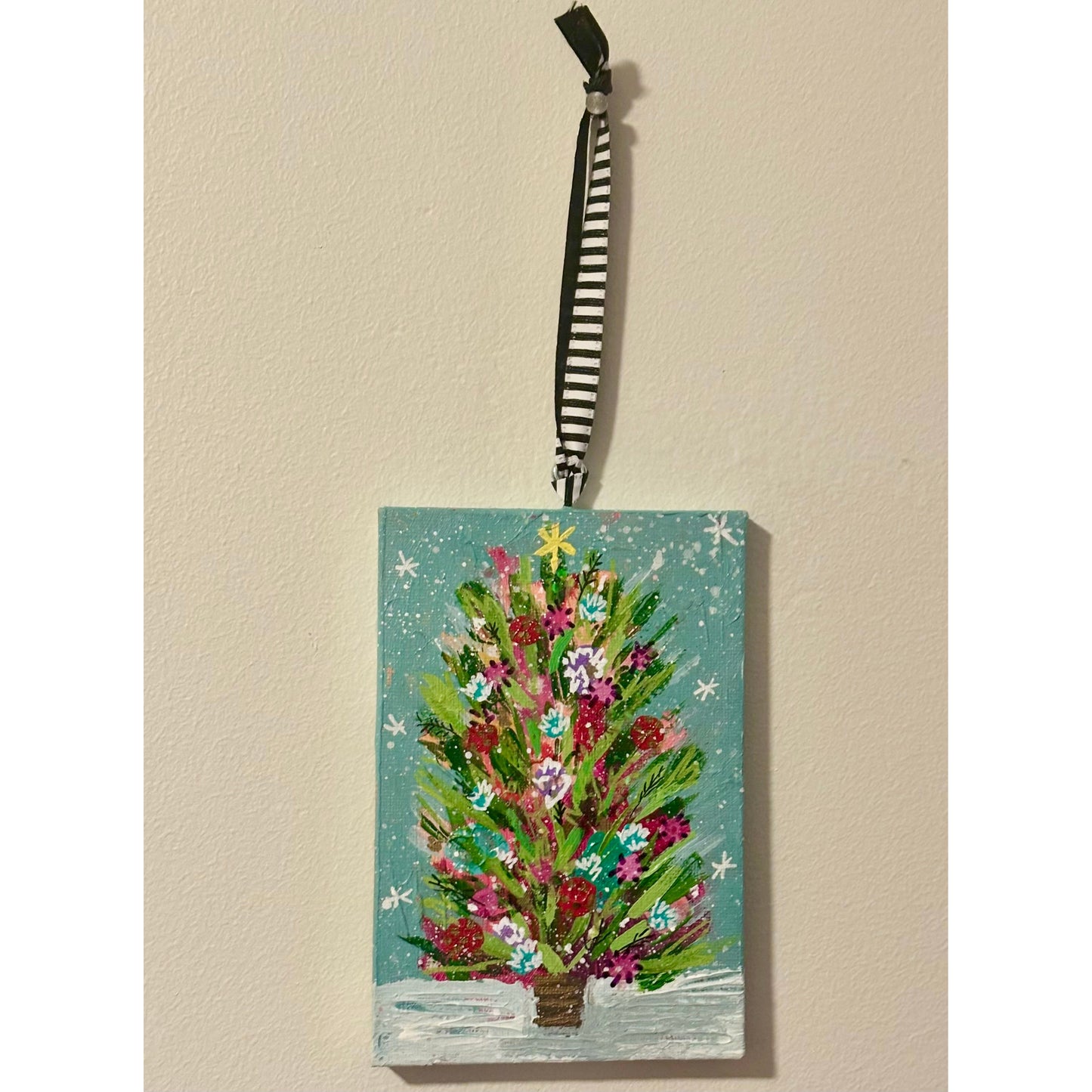 Sea Foam Aqua, Whimsical Wonderland Hand-Painted Christmas Ornament