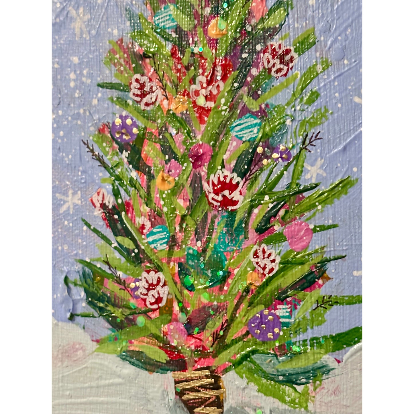 Periwinkle Whimsical Wonderland Hand-Painted Christmas Ornament