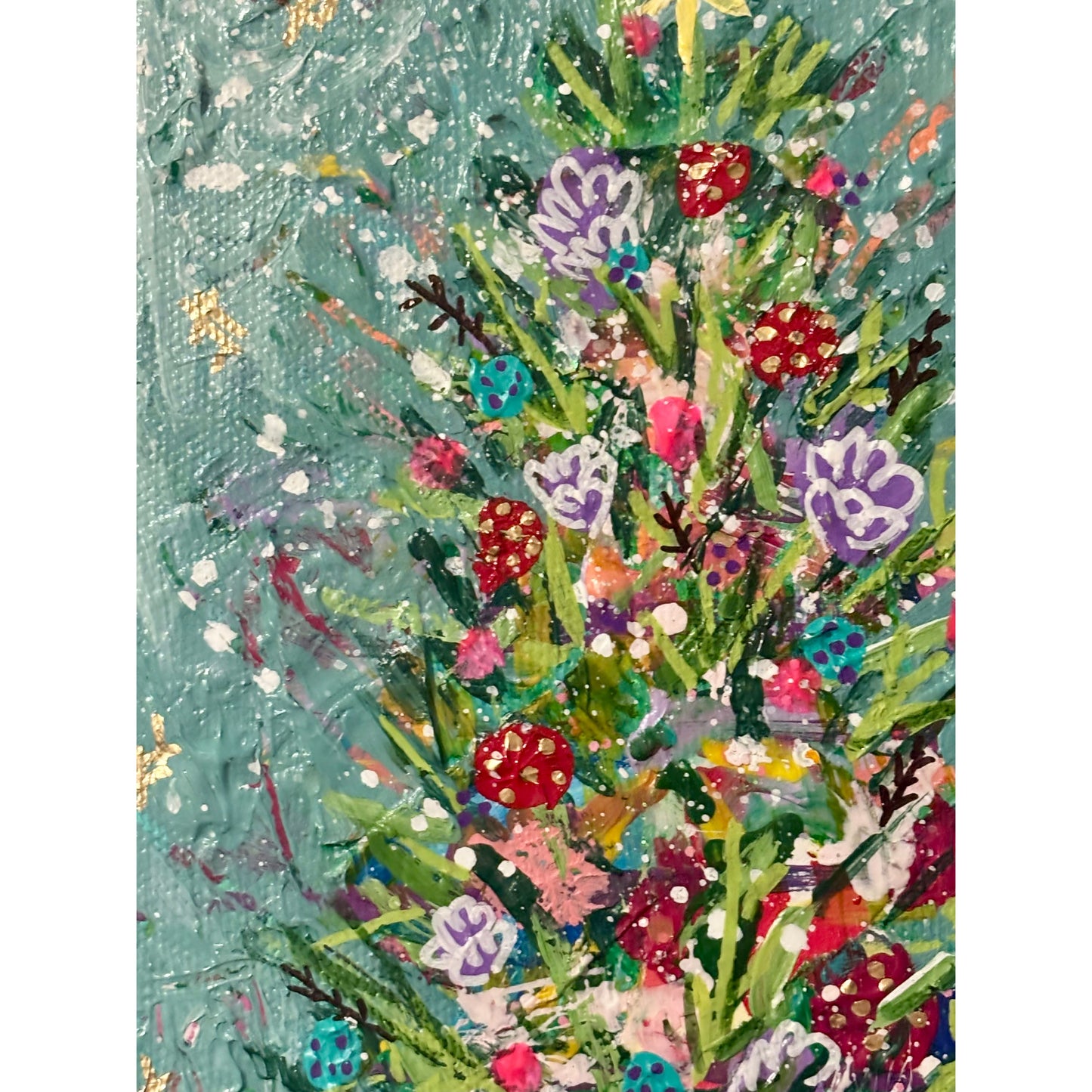 Winter Blue Christmas Tree Painting