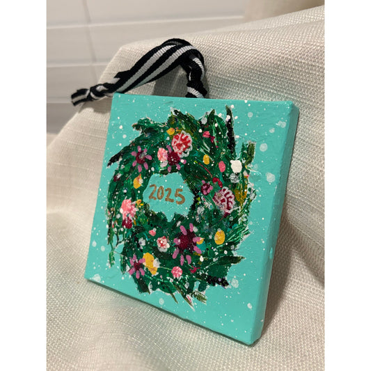 Teal Wreath Ornament 2025