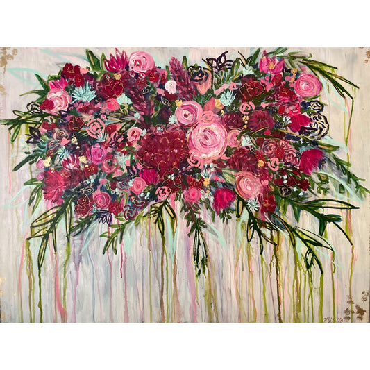 Dripping Floral Bouquet Mounted Print